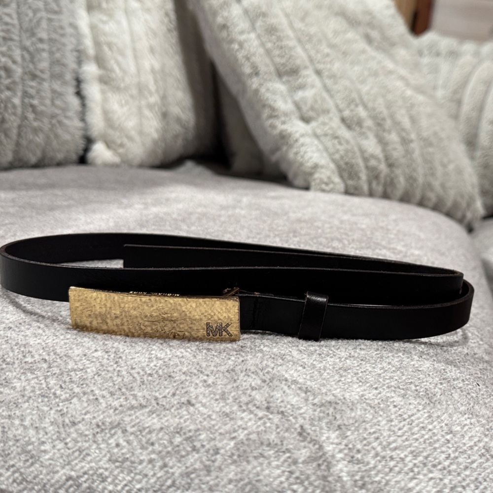 Michael Kors Chocolate Brown Belt with Gold Buckle